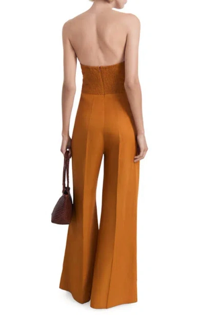 Mango Foldover Strapless Jumpsuit In Orange
