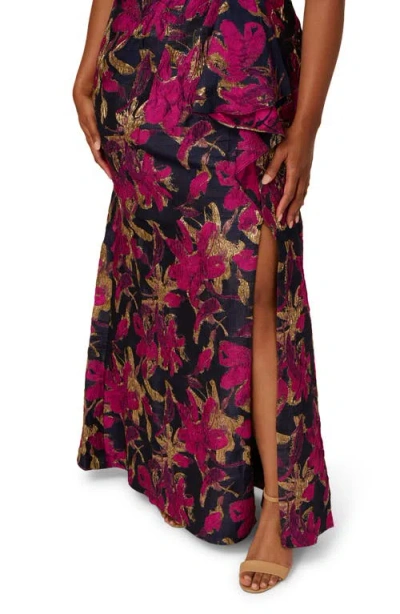 Adrianna Papell Women's Jacquard One-shoulder Gown In Multi