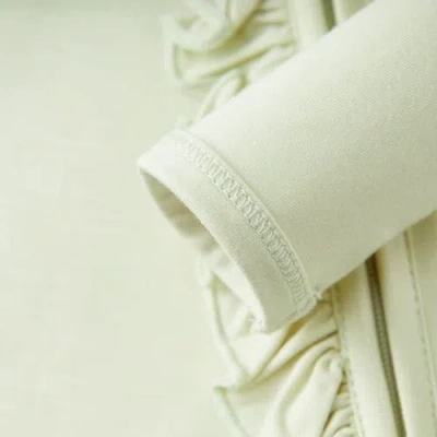 Milkbarn Luxe Solid Ruffle Footed Romper In Green