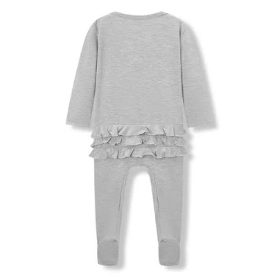 Milkbarn Luxe Solid Ruffle Footed Romper In Gray