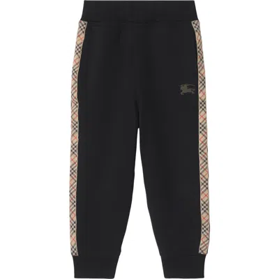 Burberry Jackson Check Trim Cotton Jogging Pants In Black