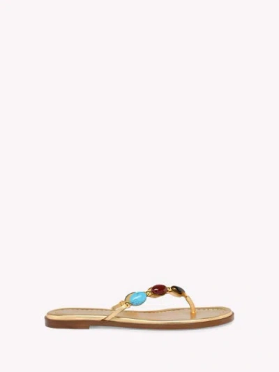 Gianvito Rossi Stone-detailing Metallic Flip Flop In Multi