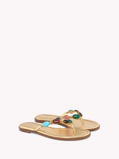 Gianvito Rossi Stone-detailing Metallic Flip Flop In Multi
