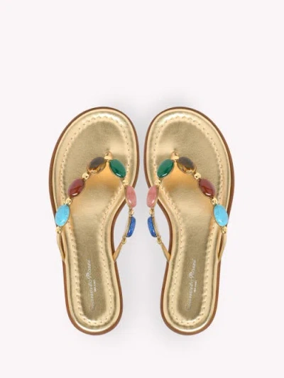 Gianvito Rossi Stone-detailing Metallic Flip Flop In Multi