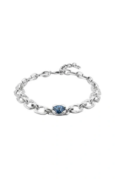 Unode50 Sterling Silver Metal Alloy Rectangular Link Necklace In Metallic