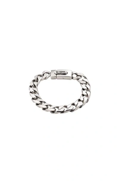 Unode50 Sterling Silver-plated Treaded Bearded Chain Metal Bracelet In Metallic
