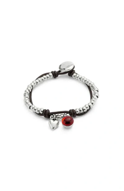 Unode50 Red Murano Bead Strap In Silver