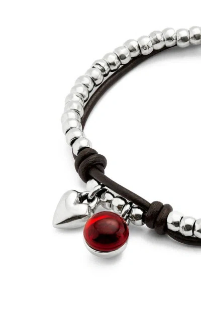 Unode50 Red Murano Bead Strap In Silver