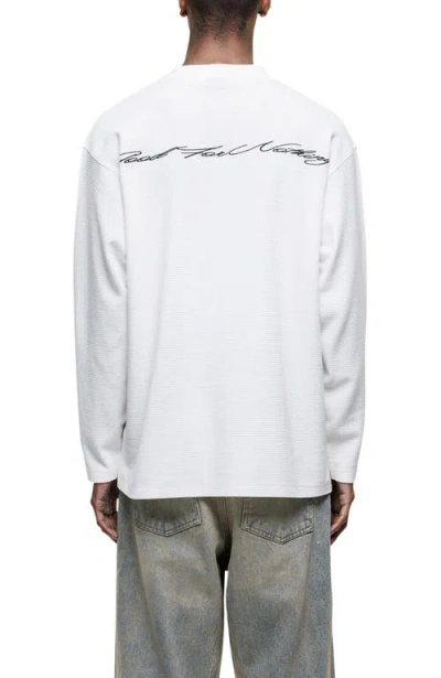Good For Nothing Scribble Long-sleeve Waffle T-shirt In White