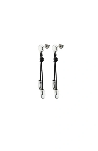Unode50 Leather Beaded Drop Earrings In Blue