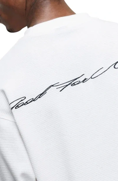 Good For Nothing Scribble Long-sleeve Waffle T-shirt In White
