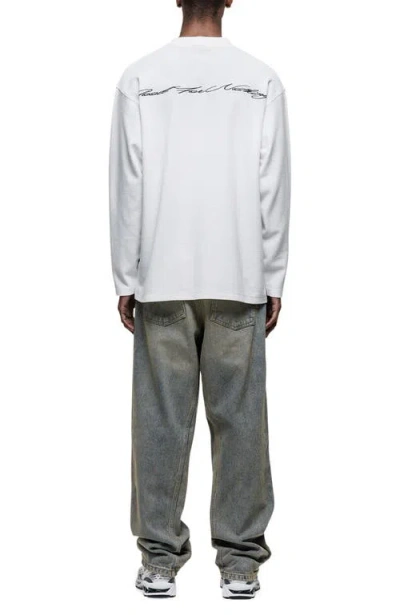 Good For Nothing Scribble Long-sleeve Waffle T-shirt In White
