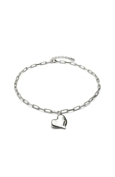 Unode50 Medium Heart Link Necklace In Metallic