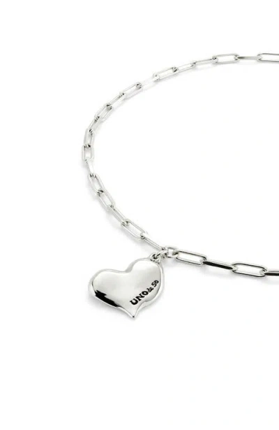 Unode50 Medium Heart Link Necklace In Metallic