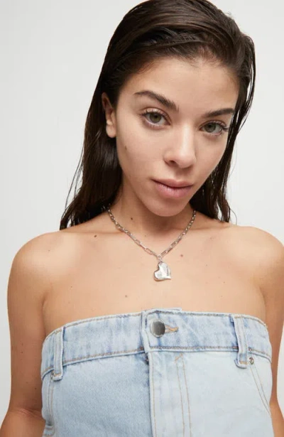 Unode50 Medium Heart Link Necklace In Metallic