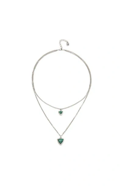 Unode50 Green Triangle Pendant Necklace In Silver