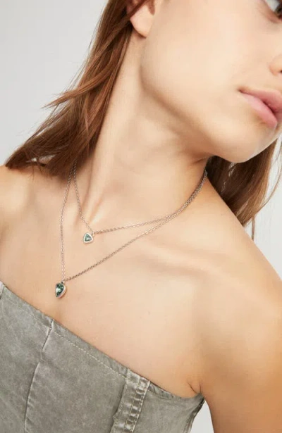 Unode50 Green Triangle Pendant Necklace In Silver