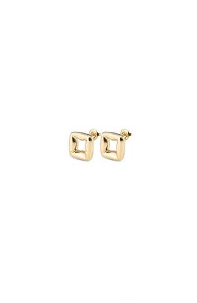 Unode50 Metal Alloy Clasp Stud Earrings In Gold