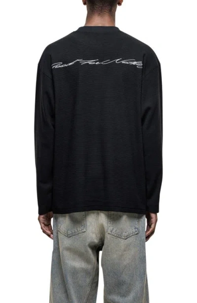 Good For Nothing Scribble Long-sleeve Waffle T-shirt In Black