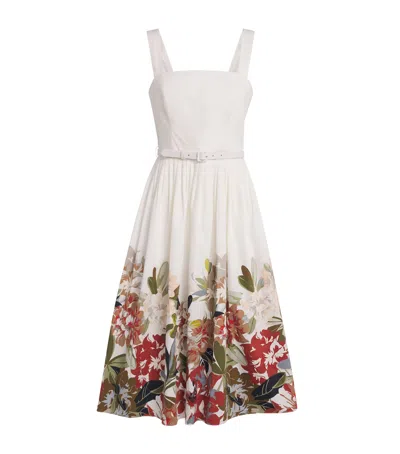 Adam Lippes Hoban Printed Cotton Poplin Midi Dress In White