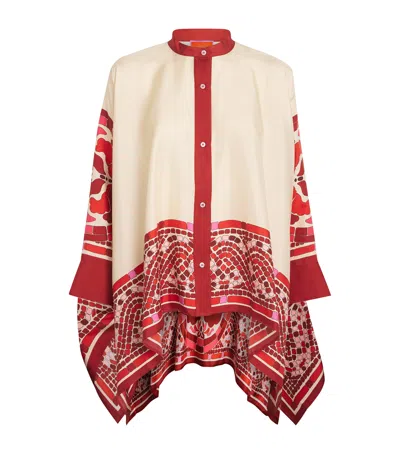 La Doublej Silk Twill Shirt With Hand-applied Cobra Motif In Multi