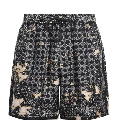 Amiri Bleach Bandana Silk Shorts In Black