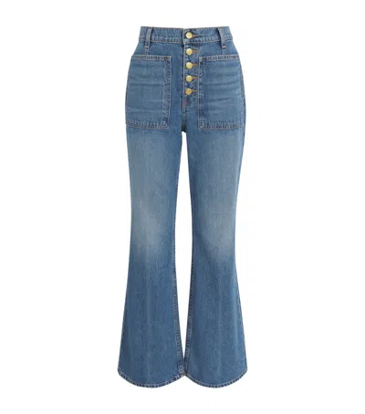 Ulla Johnson Lou Button Fly High-waisted Flared Jeans In Blue