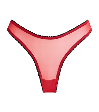 Gilda & Pearl Silk Pom-pom Brief Encounter Thong In Red