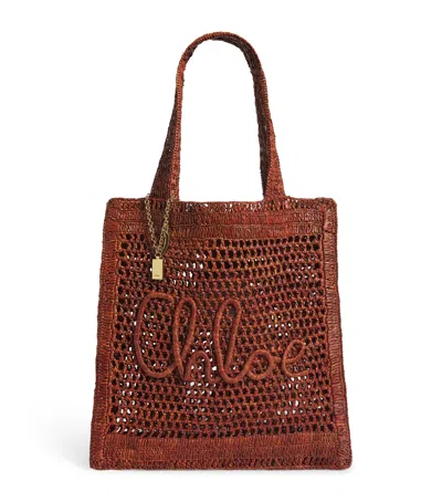 Chloé X Made For A Woman Summer Banana Small Raffia Tote Bag In Brown