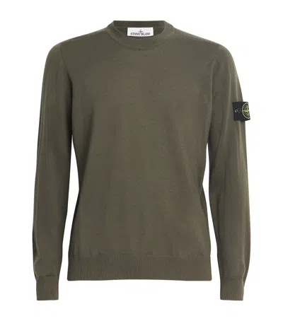 Stone Island Crew Neck Sweater Ribbed Cuffs In Animal Print