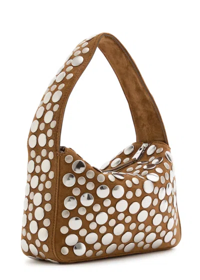 Khaite Elena Small Studded Suede Top Handle Bag In Sand