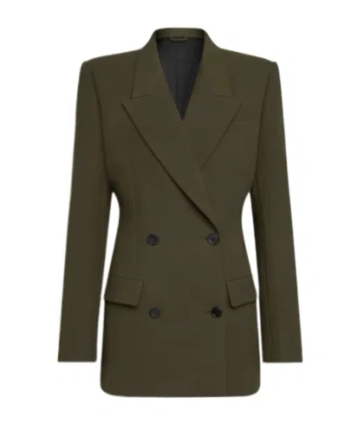 Alaïa Alaia Double-breasted Olive Green Wool Jacket Women In Brown