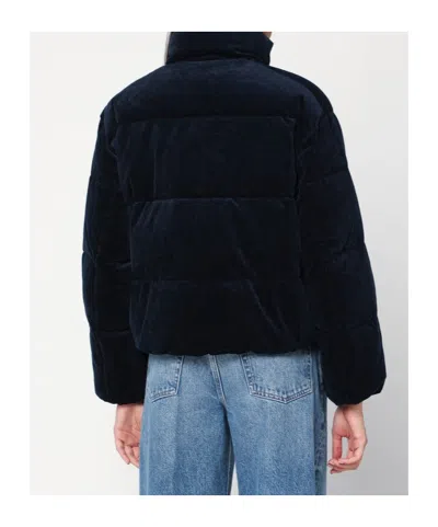 Polo Ralph Lauren Navy Blue Corduroy Puffer Jacket In Blue