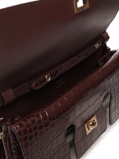 Balenciaga Bel Air Flap Leather Top-handle Bag In Burgundy