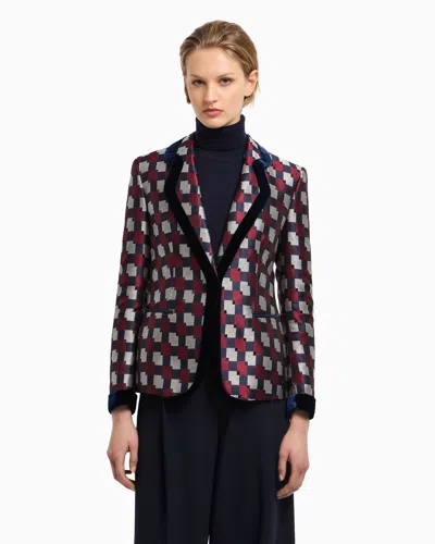 Emporio Armani Pattern-printed Single-breasted Blazer In Multi