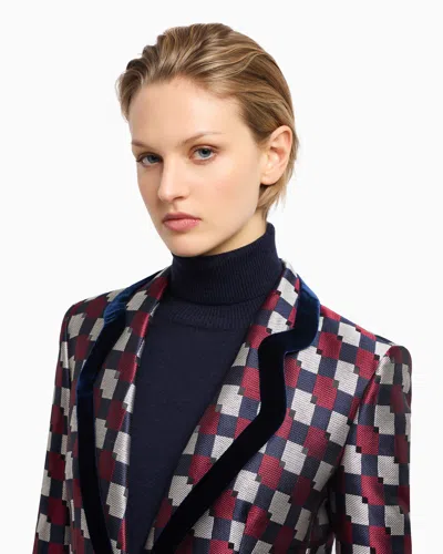 Emporio Armani Pattern-printed Single-breasted Blazer In Multi