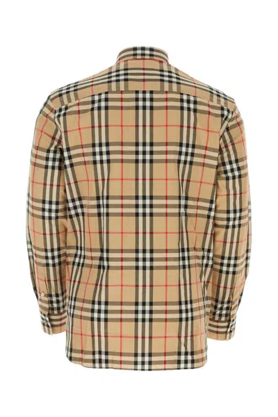 Burberry Classic Check Wool Flannel Shirt For Men In Brown