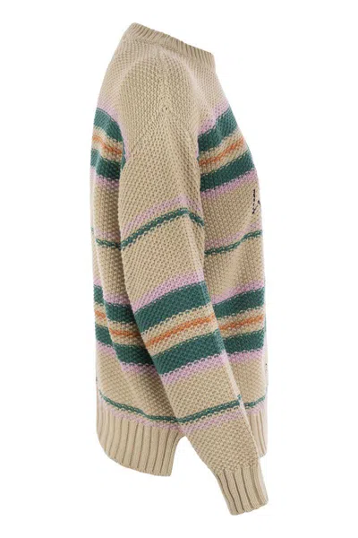 Weekend Max Mara Striped Knit Jumper In Neutral