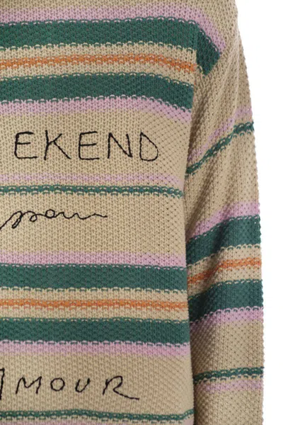 Weekend Max Mara Striped Knit Jumper In Neutral