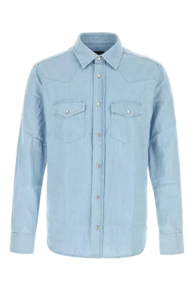 Tom Ford Denim Chambre Western Shirt In Blue
