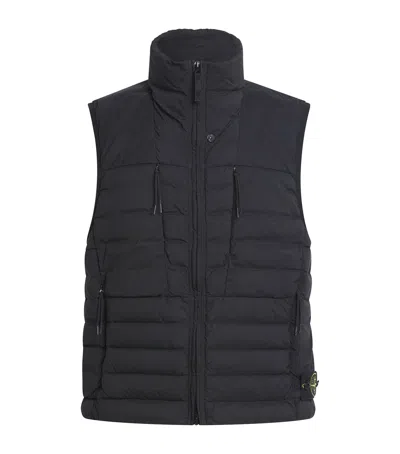 Stone Island Lightweight Sleeveless Padded Vest Pockets In Black