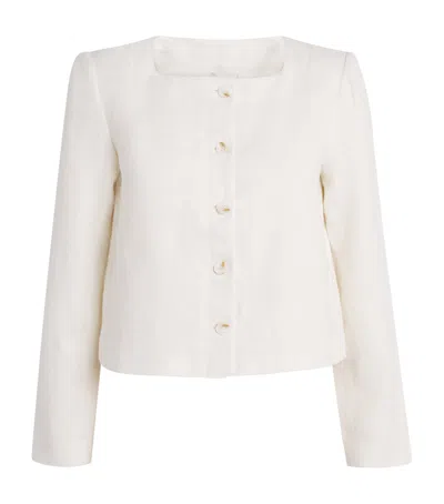 Posse Emma Cropped Linen Jacket In Neutral