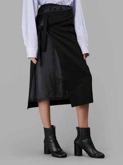 Maison Margiela Wrap Skirt In Cotton And Silk In Black