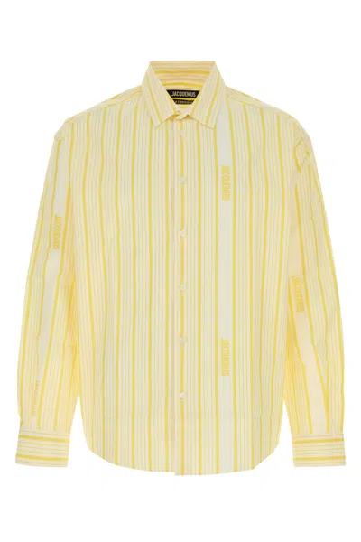 Jacquemus Simon Striped Long Sleeve Shirt In Yellow