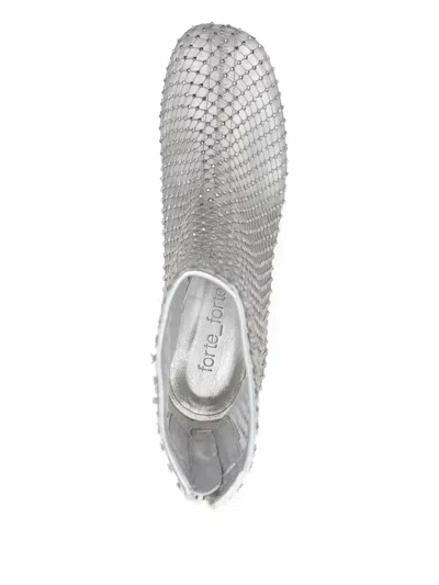 Forte Forte Strass Mesh Chic Anckle Boots In Gray