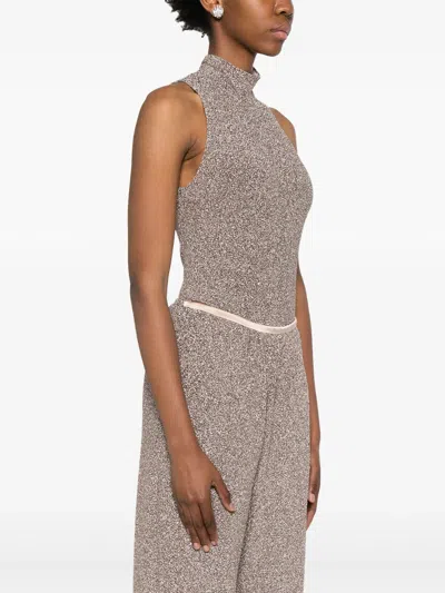 Forte Forte Oberteil Im Metallic-look In Neutral