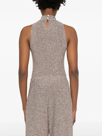 Forte Forte Oberteil Im Metallic-look In Neutral