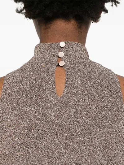 Forte Forte Oberteil Im Metallic-look In Neutral