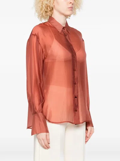 Forte Forte Contemporary Organza Masculine Shirt In Brown