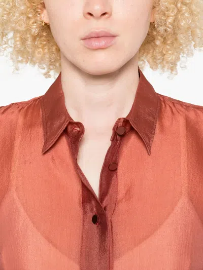 Forte Forte Contemporary Organza Masculine Shirt In Brown
